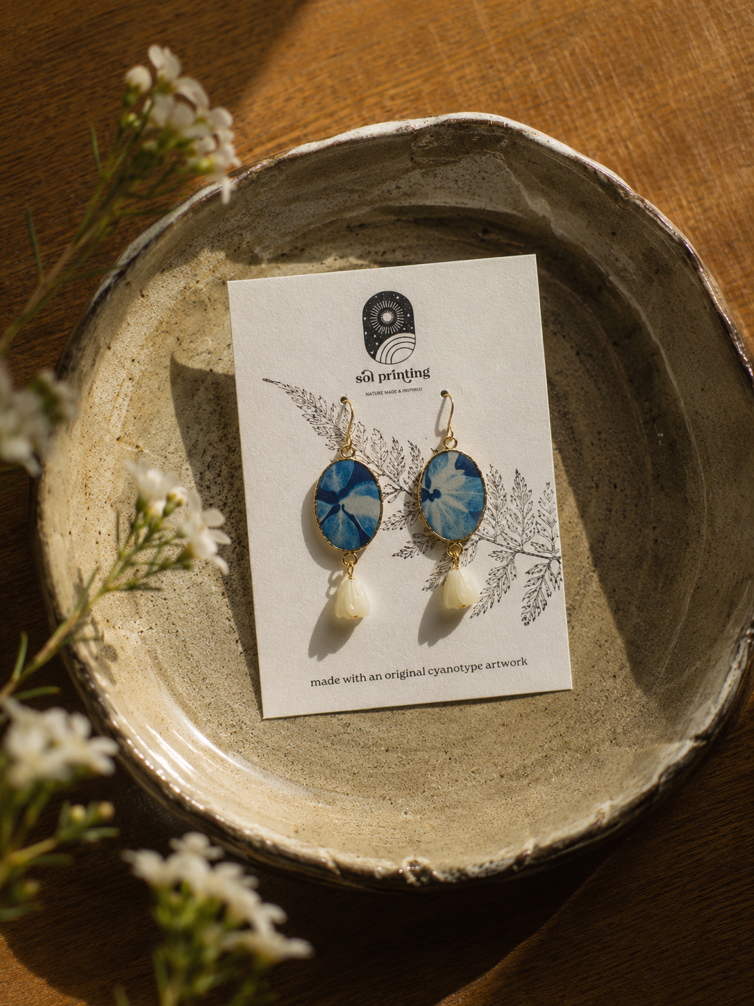 Floret Cyanotype Earring