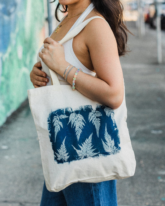 Original Cyanotype Print Canvas Tote