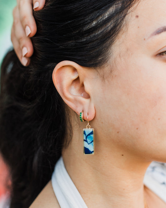 Seraphina Cyanotype Rectangle Earrings