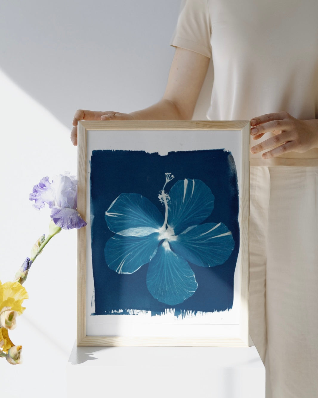 New Beginnings Hibiscus Cyanotype Print